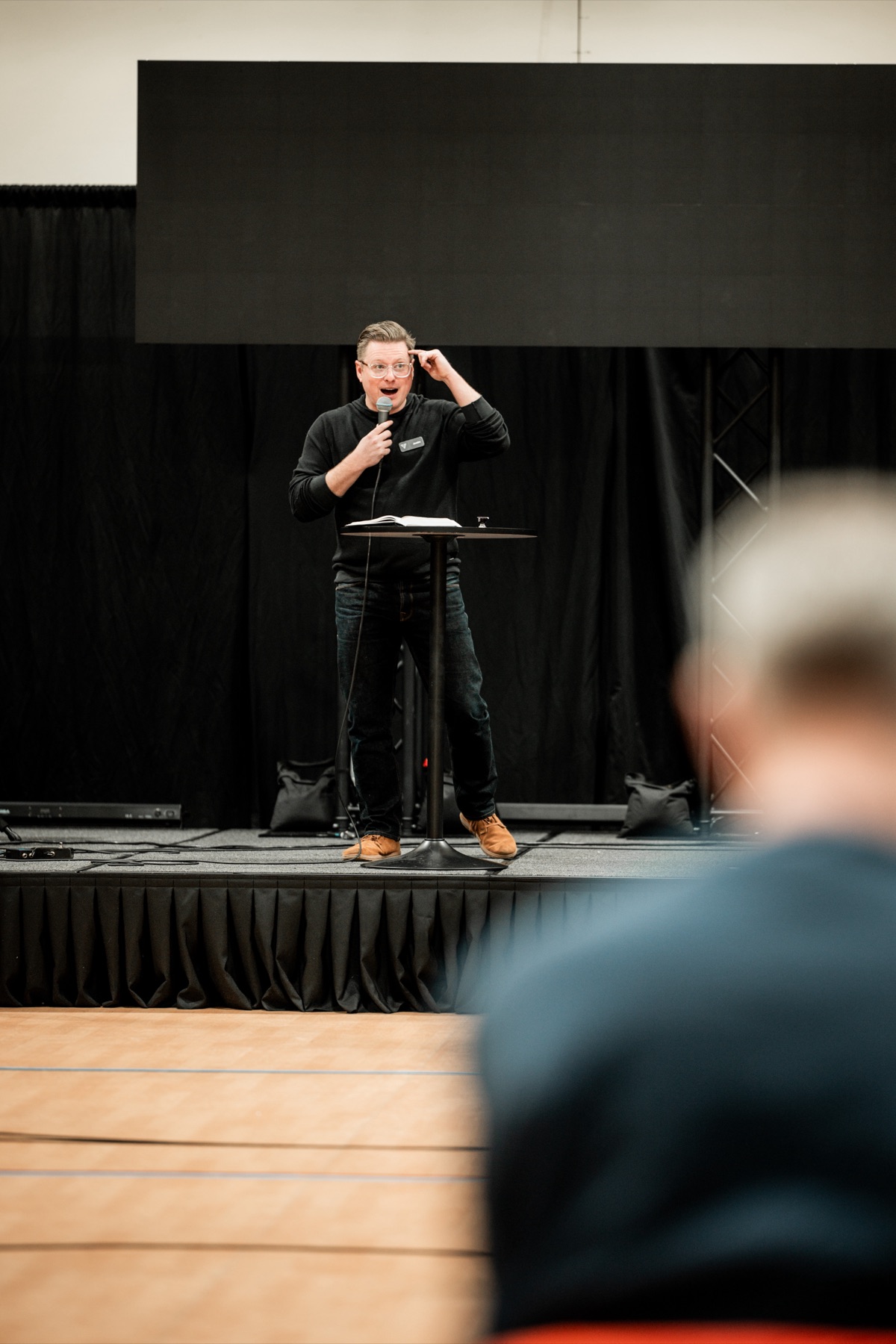 Pastor preaching at Valor Church in Arvada, Colorado